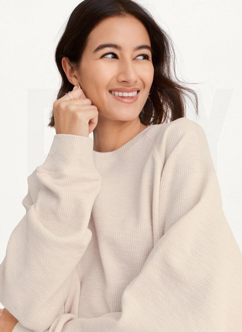 Brown DKNY Tech Slub Cropped Pullover Women's Sweatshirts | USA-D1380