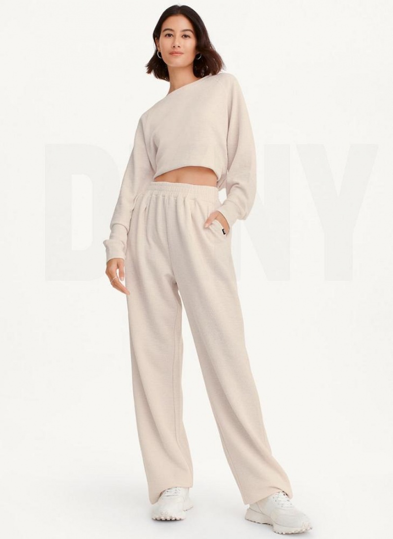 Brown DKNY Tech Slub Relaxed With Pockets Women's Pants | USA-D0751