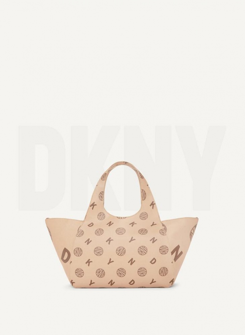 Brown DKNY The Medium Logo Effortless Bags Tote Bags | USA-D1702