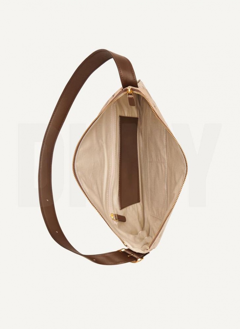 Brown DKNY The Medium Logo Optimist Bags Tote Bags | USA-D1505