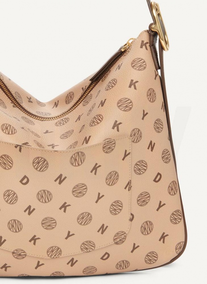 Brown DKNY The Medium Logo Optimist Bags Tote Bags | USA-D1505