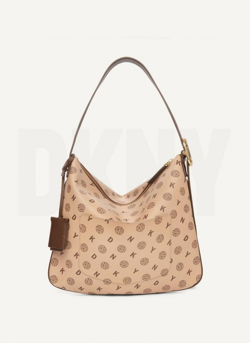 Brown DKNY The Medium Logo Optimist Bags Tote Bags | USA-D1505
