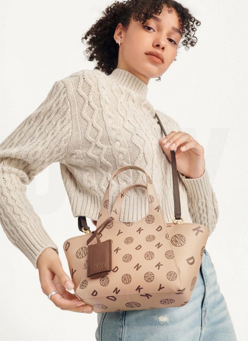 Brown DKNY The Mini Logo Effortless Bags Tote Bags | USA-D0134