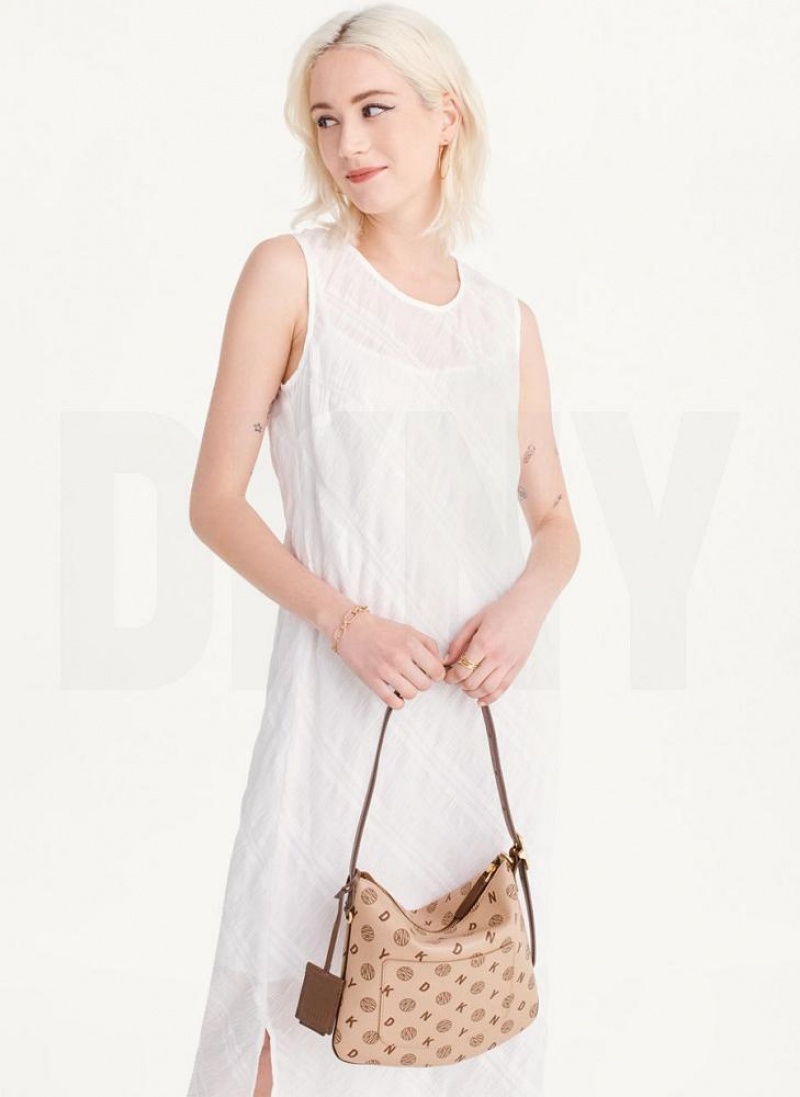 Brown DKNY The Small Logo Optimist Bags Tote Bags | USA-D1420