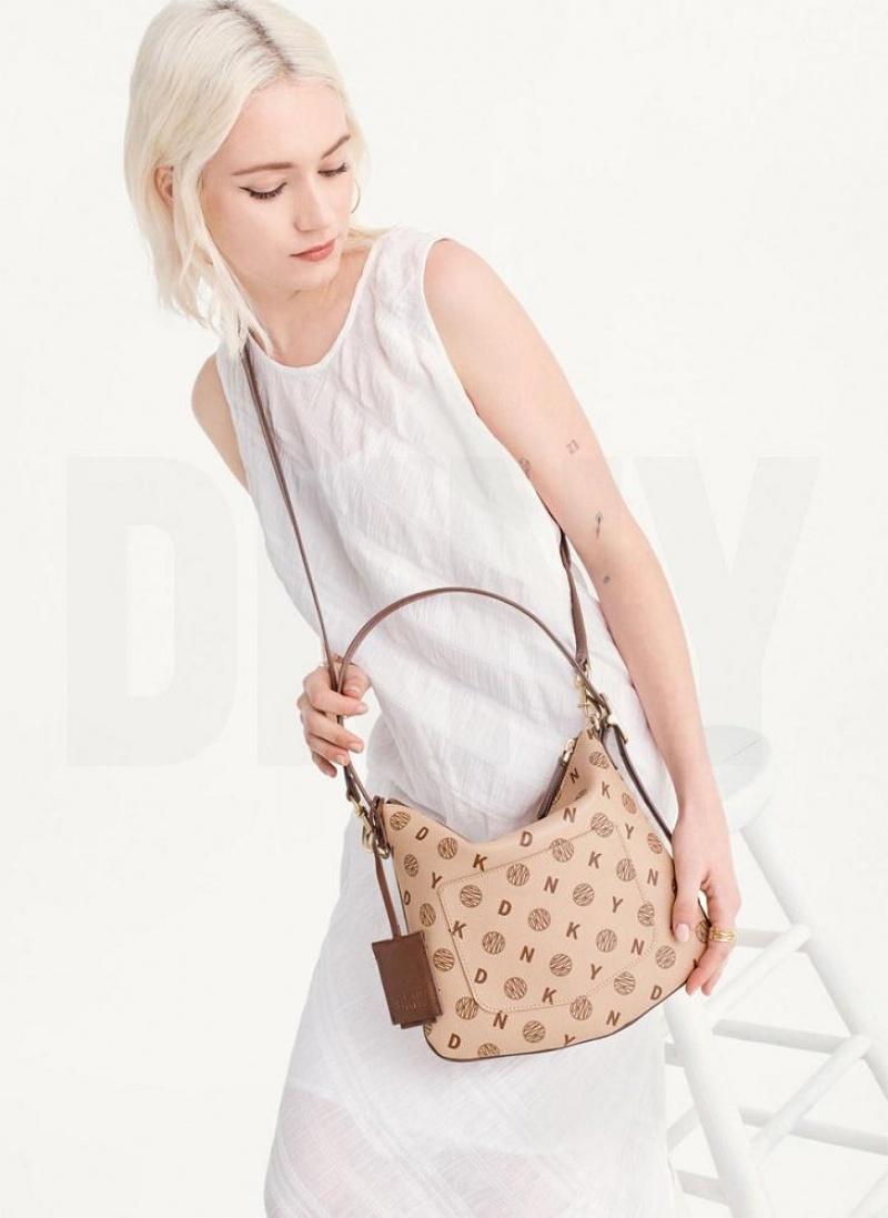 Brown DKNY The Small Logo Optimist Bags Tote Bags | USA-D1420