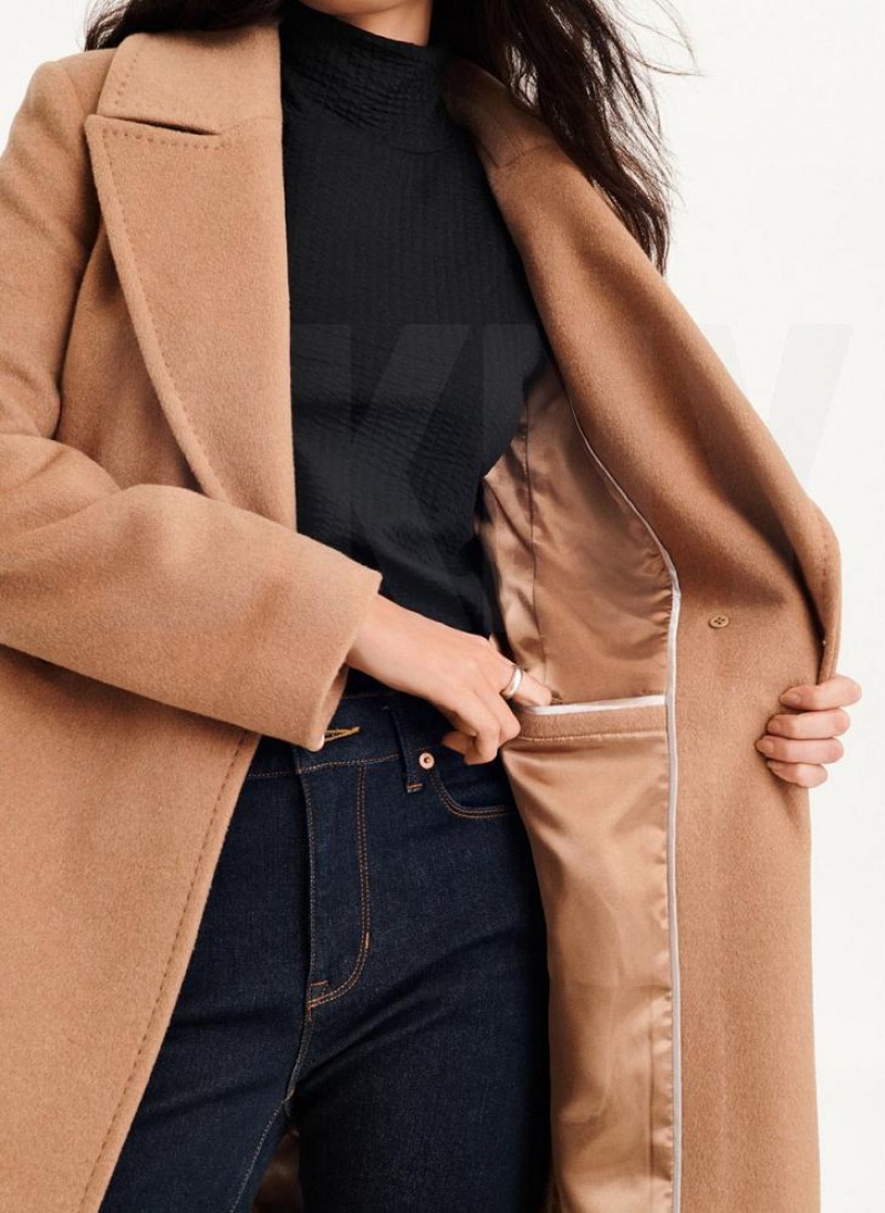 Brown DKNY Wool Wrap Women's Coats | USA-D0554