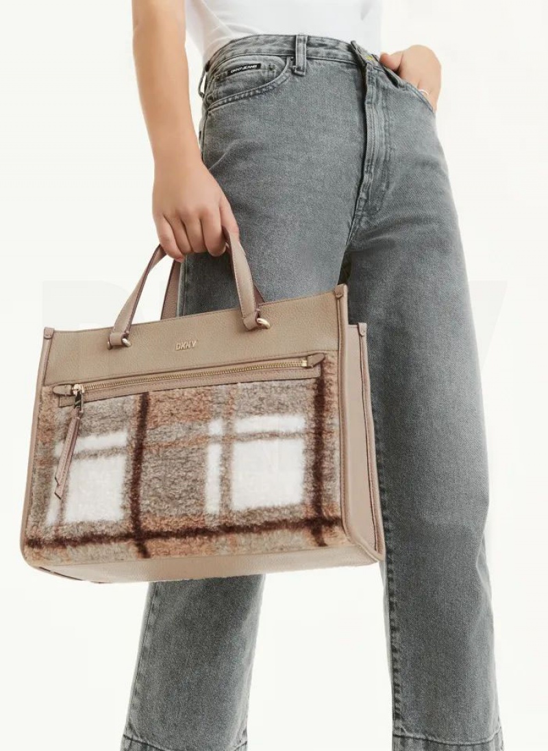 Brown DKNY ZOIE MD Bags Tote Bags | USA-D1938