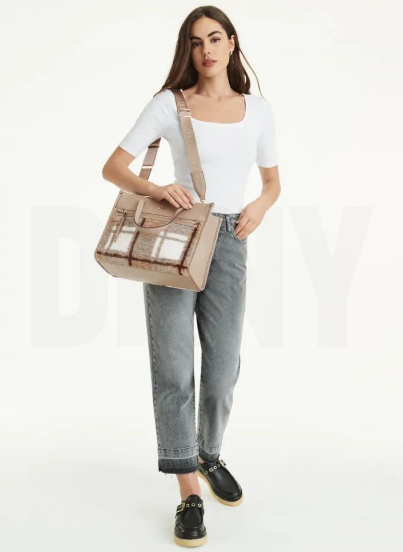 Brown DKNY ZOIE MD Bags Tote Bags | USA-D1938