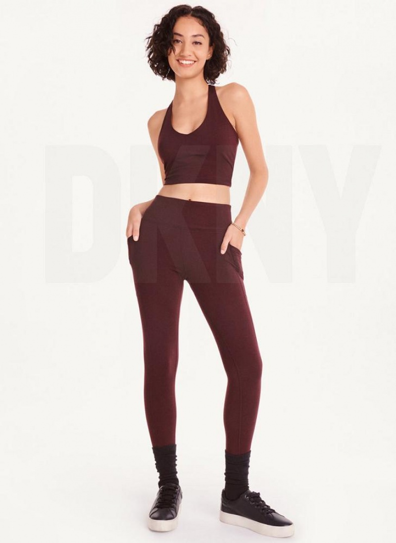 Burgundy DKNY Balance High Waist Women's Leggings | USA-D0608