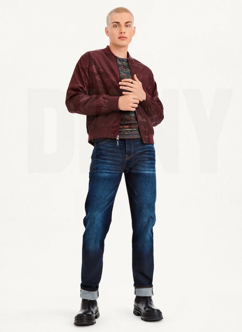 Burgundy DKNY Camo Bomber Men's Jackets | USA-D0879