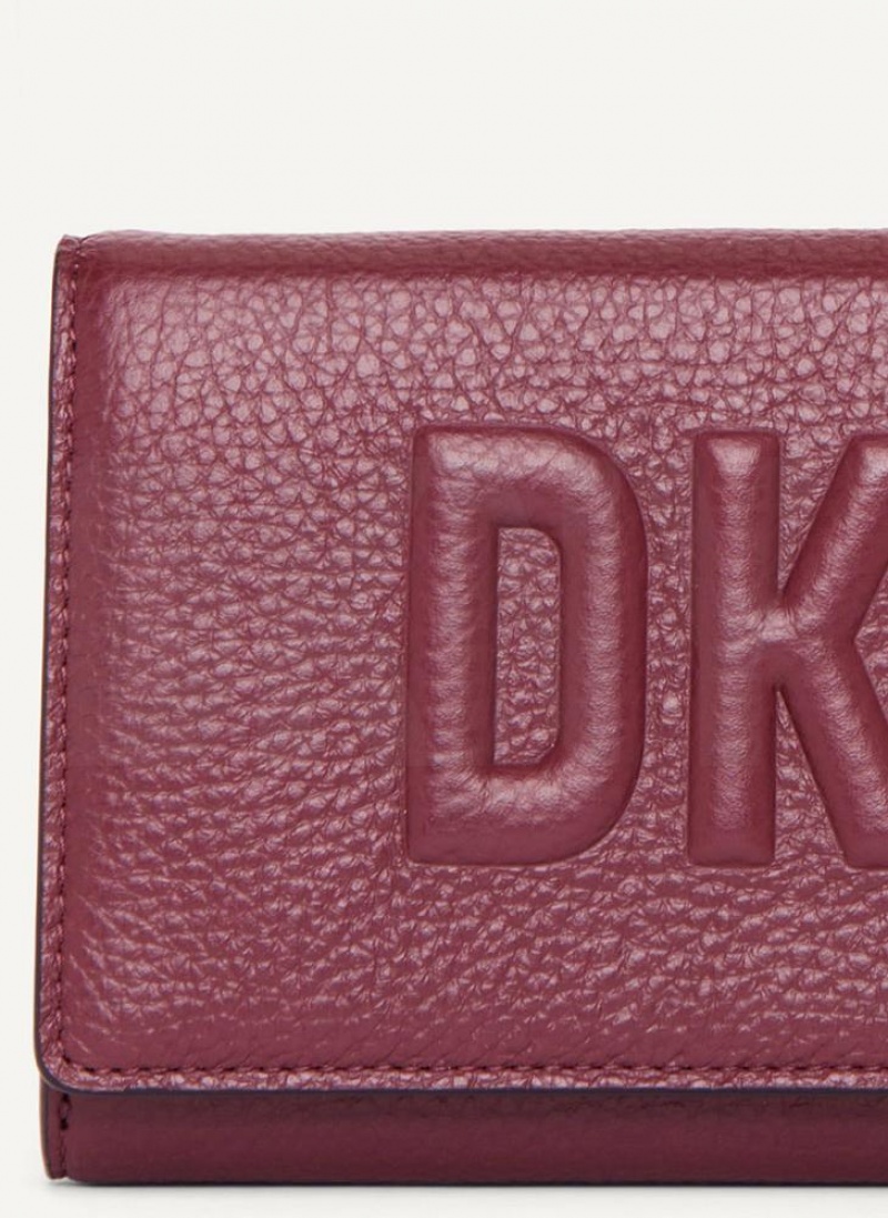Burgundy DKNY Continental Raised Logo Bags Wallets | USA-D0928