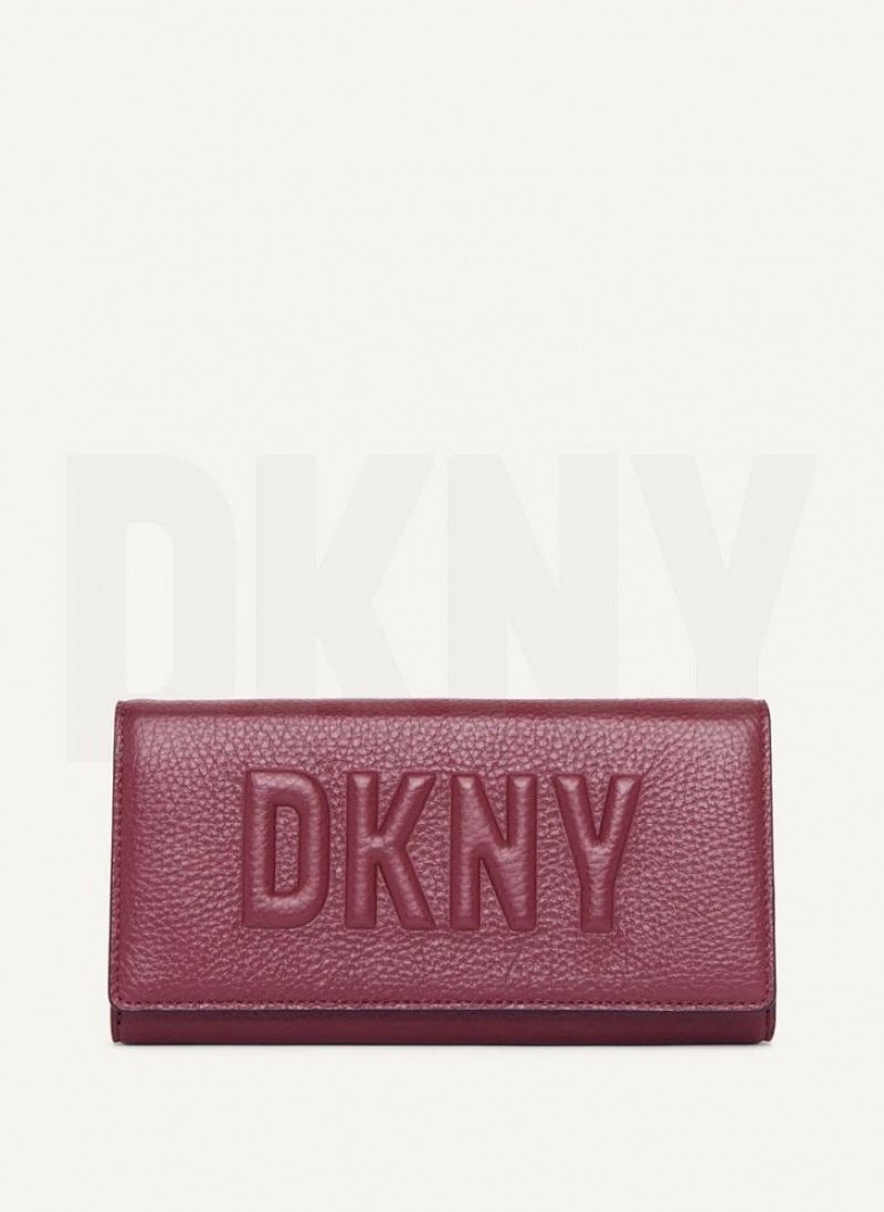 Burgundy DKNY Continental Raised Logo Bags Wallets | USA-D0928