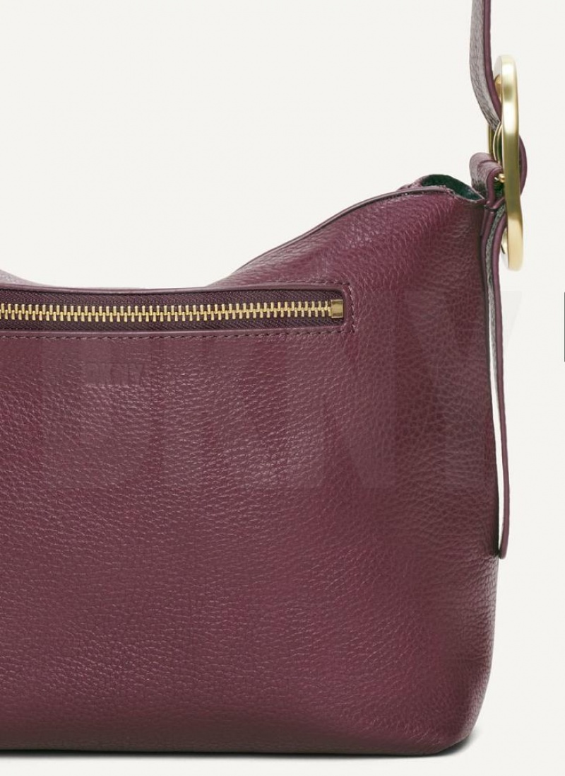 Burgundy DKNY Medium Buckle Bags Crossbody Bags | USA-D1588