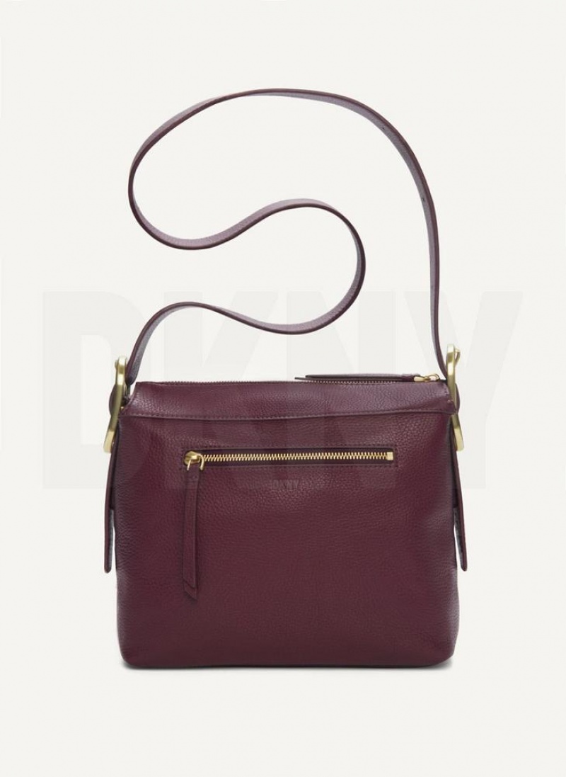 Burgundy DKNY Medium Buckle Bags Crossbody Bags | USA-D1588