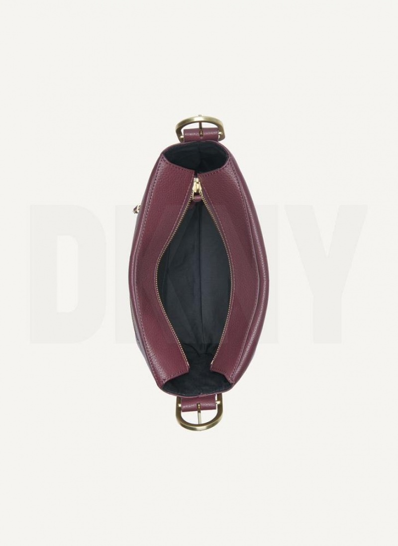 Burgundy DKNY Medium Buckle Bags Crossbody Bags | USA-D1588