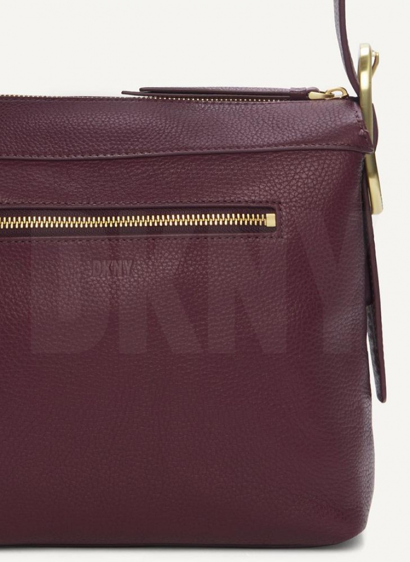 Burgundy DKNY Medium Buckle Bags Crossbody Bags | USA-D1588