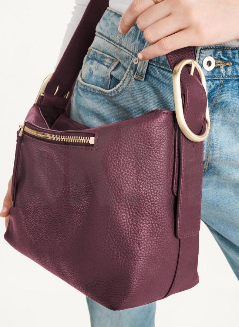 Burgundy DKNY Medium Buckle Bags Crossbody Bags | USA-D1588