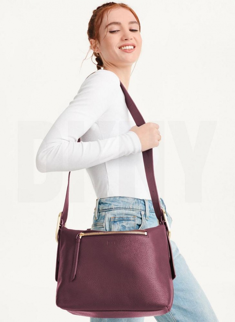 Burgundy DKNY Medium Buckle Bags Crossbody Bags | USA-D1588