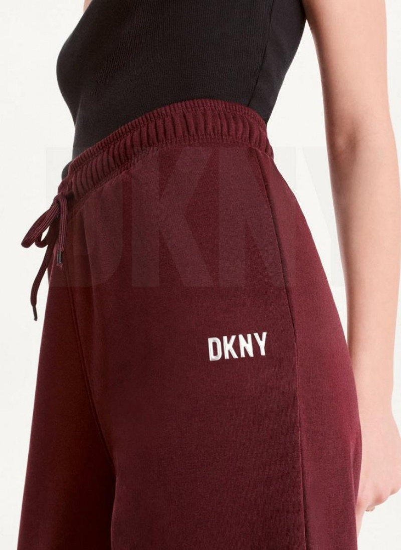 Burgundy DKNY Metallic Logo Everyday Women's Joggers | USA-D0714