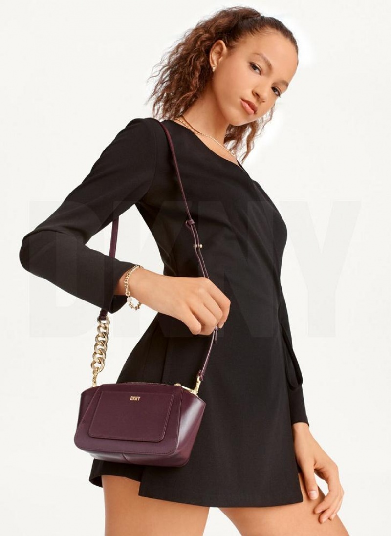 Burgundy DKNY Mini Dome Bags Crossbody Bags | USA-D1656