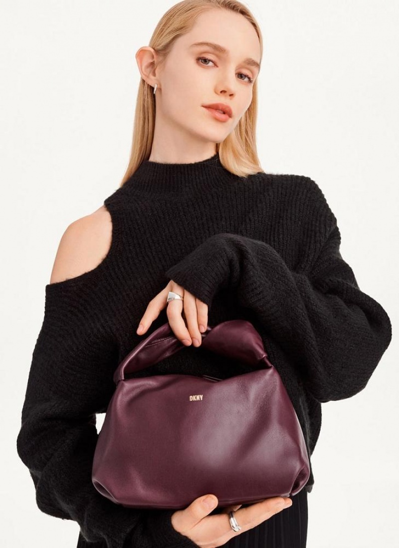 Burgundy DKNY Mini Modernist Knot Bags Tote Bags | USA-D0163