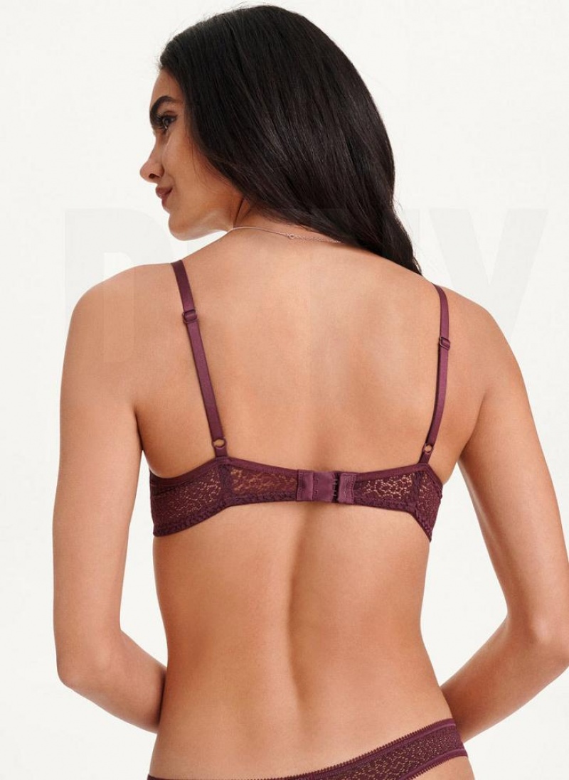 Burgundy DKNY Modern Lace Demi Women's Bras | USA-D1220