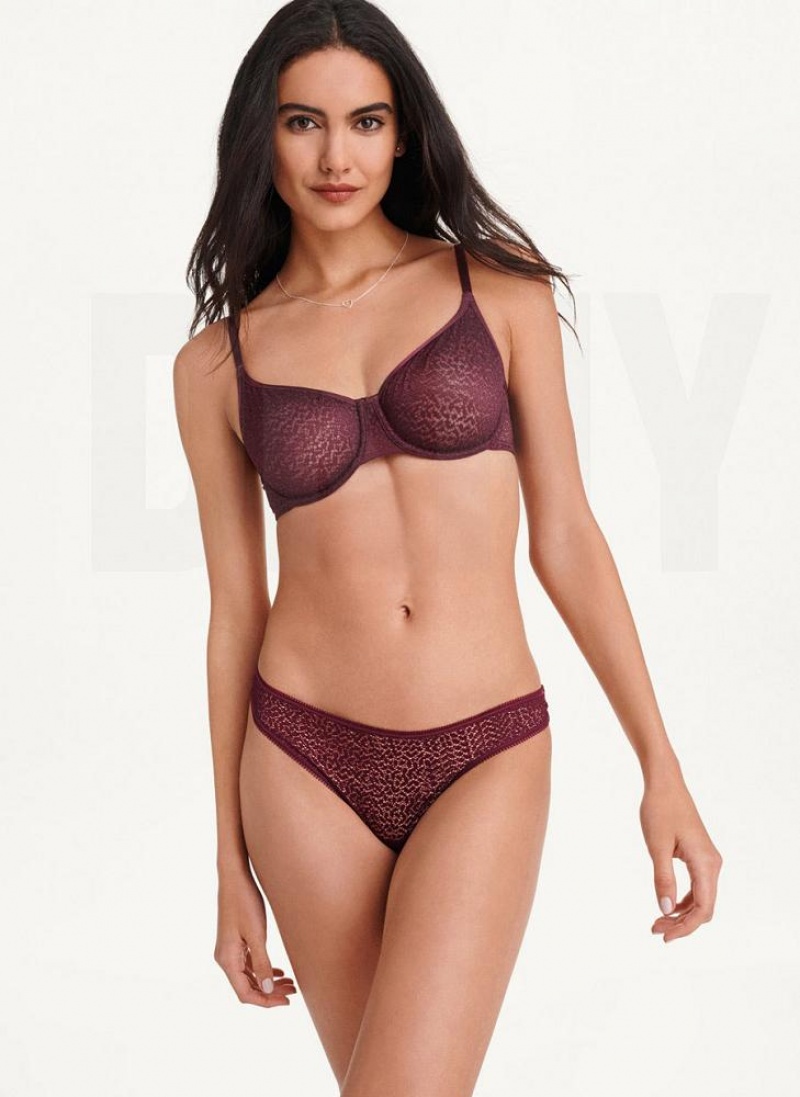 Burgundy DKNY Modern Lace Demi Women's Bras | USA-D1220
