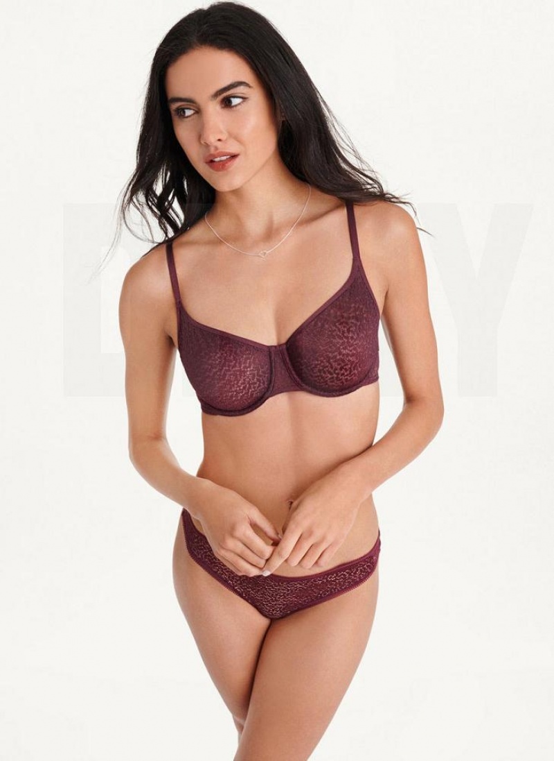Burgundy DKNY Modern Lace Demi Women's Bras | USA-D1220