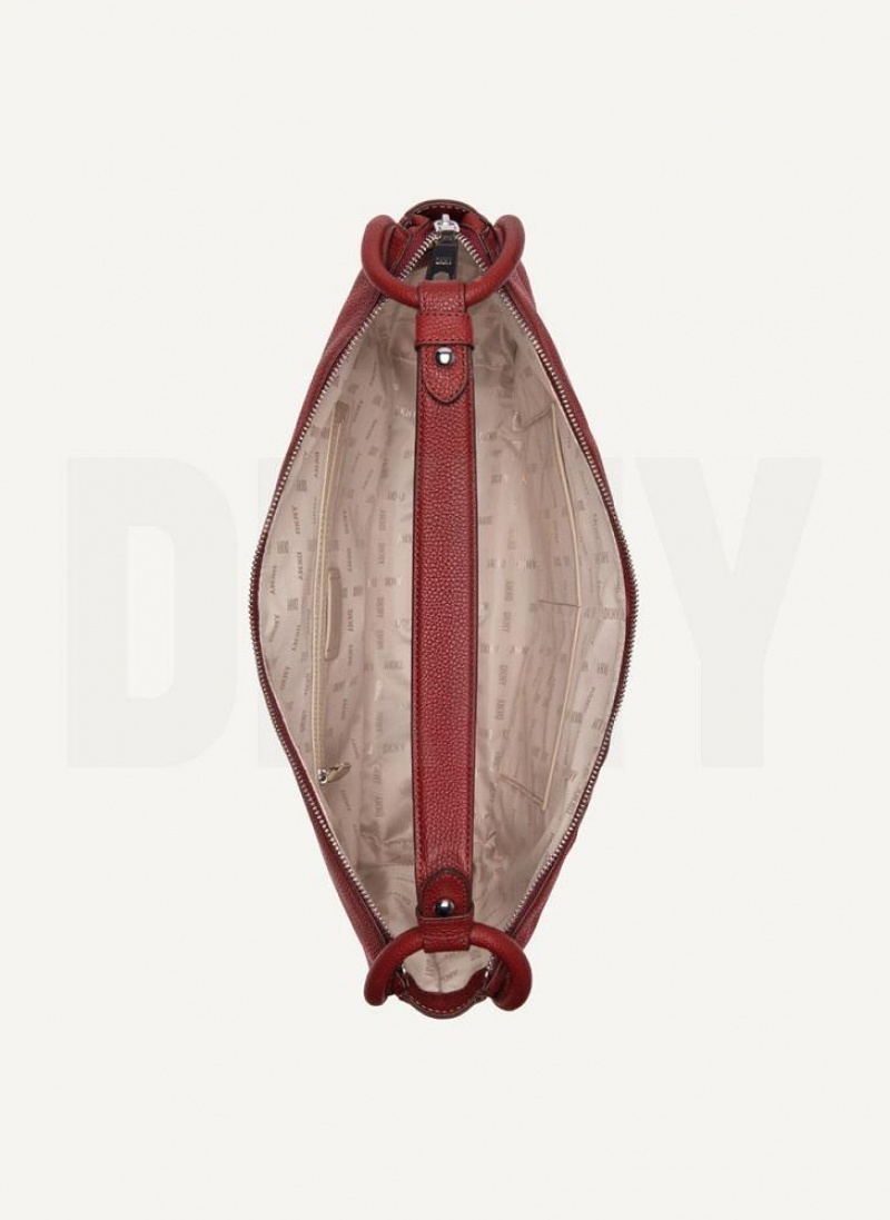Burgundy DKNY Phoebe Hobo Bags Tote Bags | USA-D1948