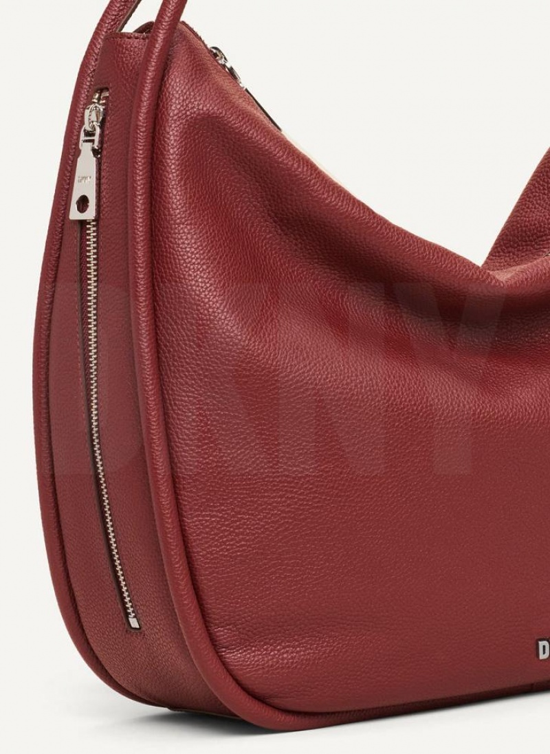 Burgundy DKNY Phoebe Hobo Bags Tote Bags | USA-D1948