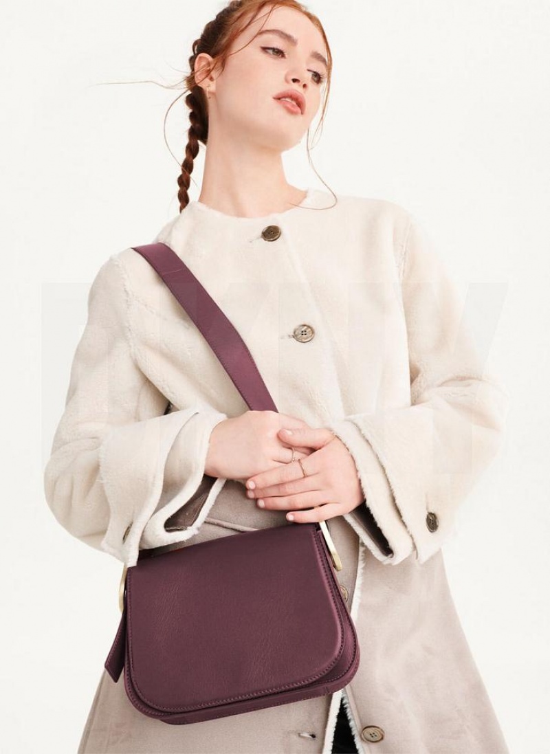 Burgundy DKNY Saddle Bags Shoulder Bags | USA-D0521