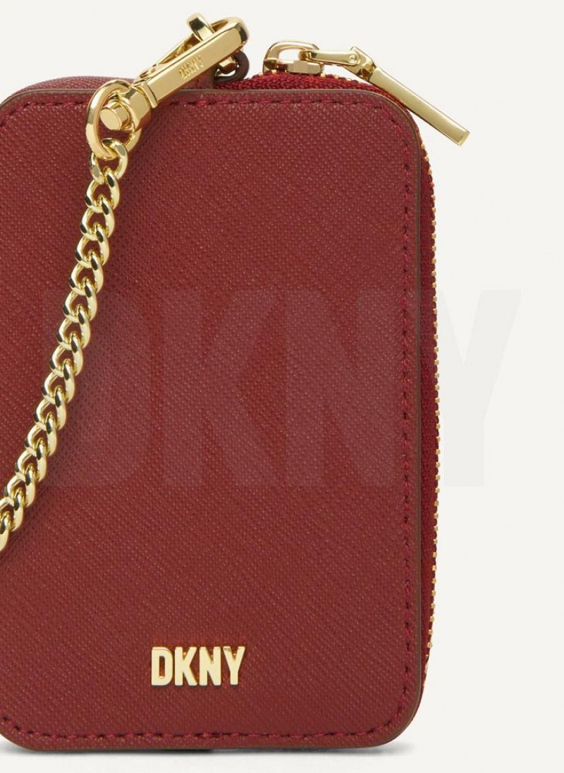 Burgundy DKNY Sidney Card Pouch Bags Wallets | USA-D1751