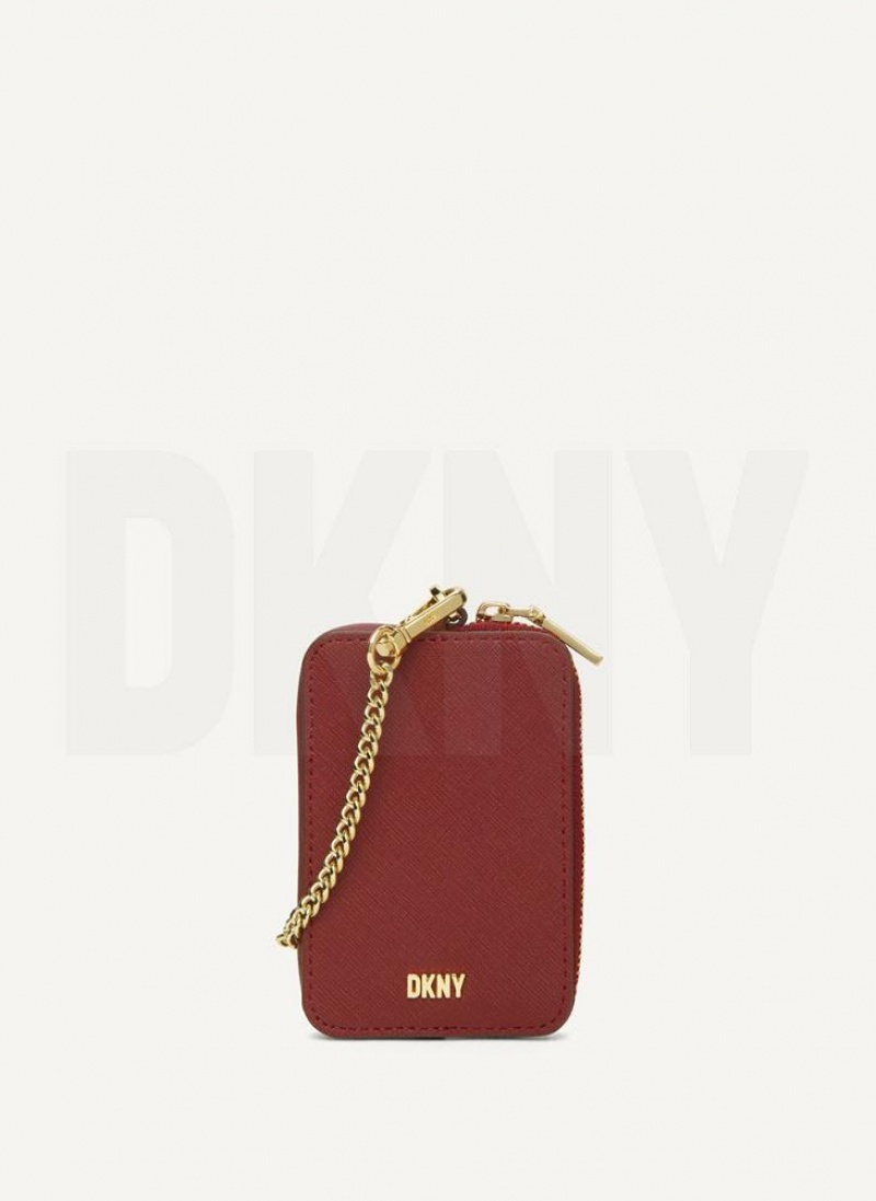Burgundy DKNY Sidney Card Pouch Bags Wallets | USA-D1751