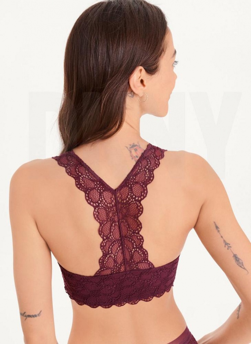 Burgundy DKNY Superior Lace Women's Bralette | USA-D1723