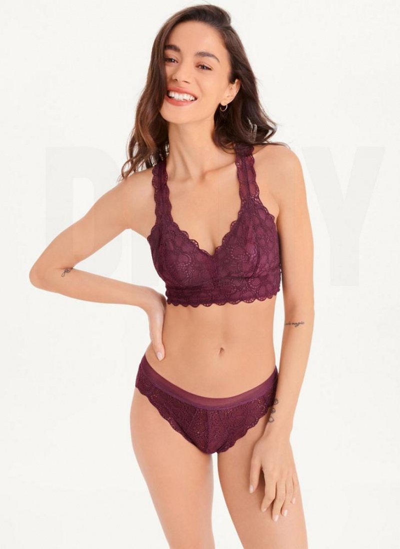 Burgundy DKNY Superior Lace Women's Bralette | USA-D1723
