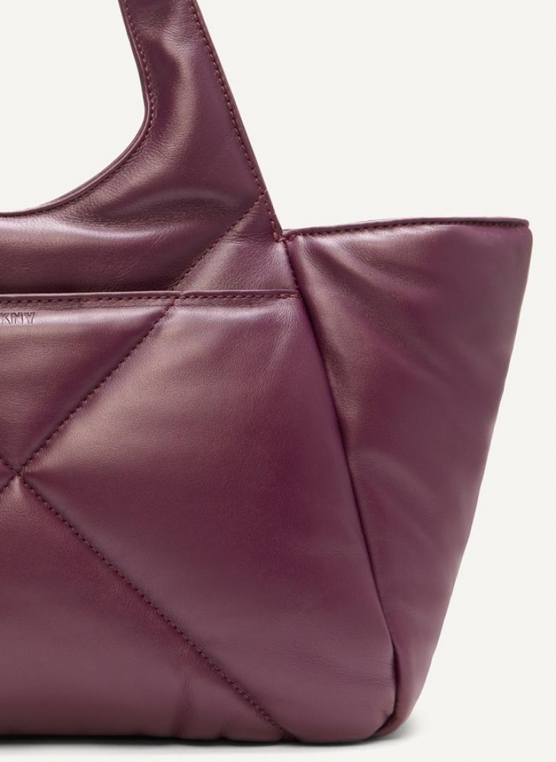 Burgundy DKNY The Medium Quilt Effortless Bags Tote Bags | USA-D1101