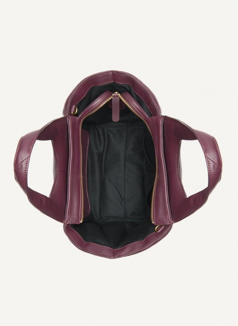 Burgundy DKNY The Medium Quilt Effortless Bags Tote Bags | USA-D1101