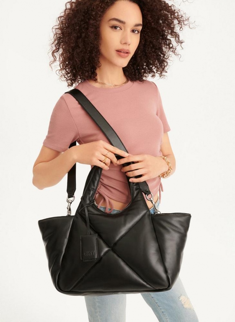 Burgundy DKNY The Medium Quilt Effortless Bags Tote Bags | USA-D1101