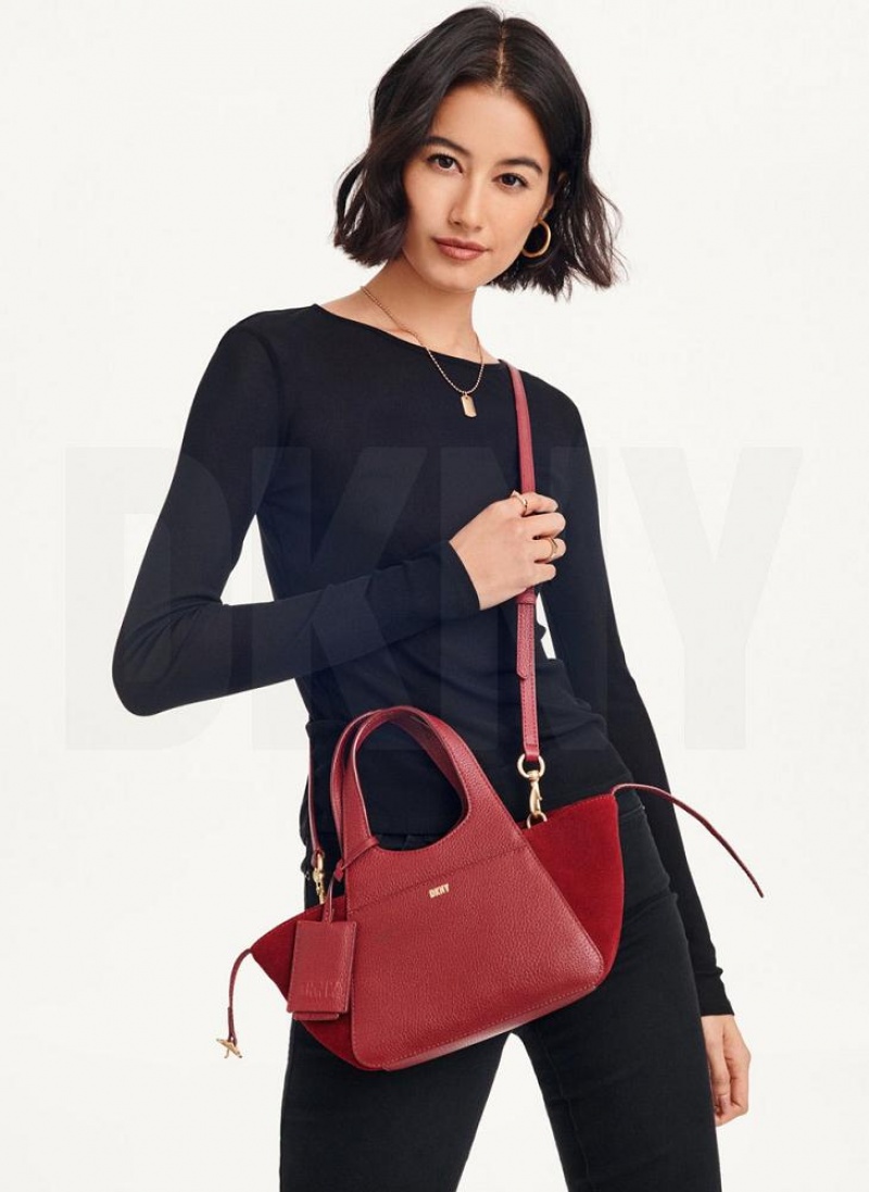 Burgundy DKNY The Mini Effortless Tote Bags Crossbody Bags | USA-D0464