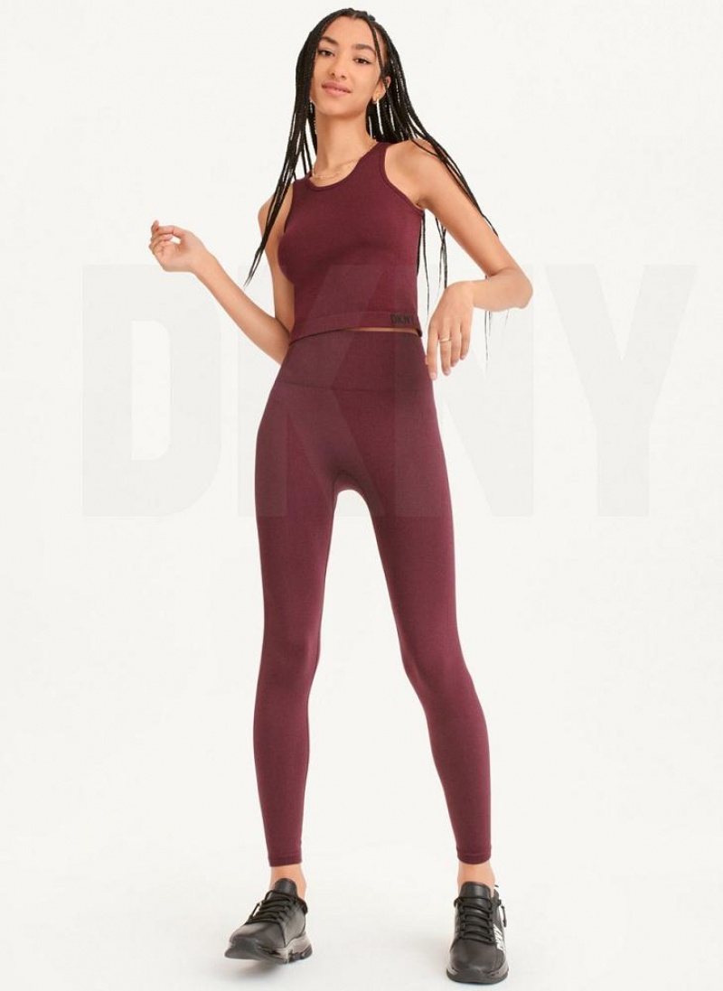 Burgundy DKNY Twill Seamless Scoop Neck Women's Tank Tops | USA-D1483