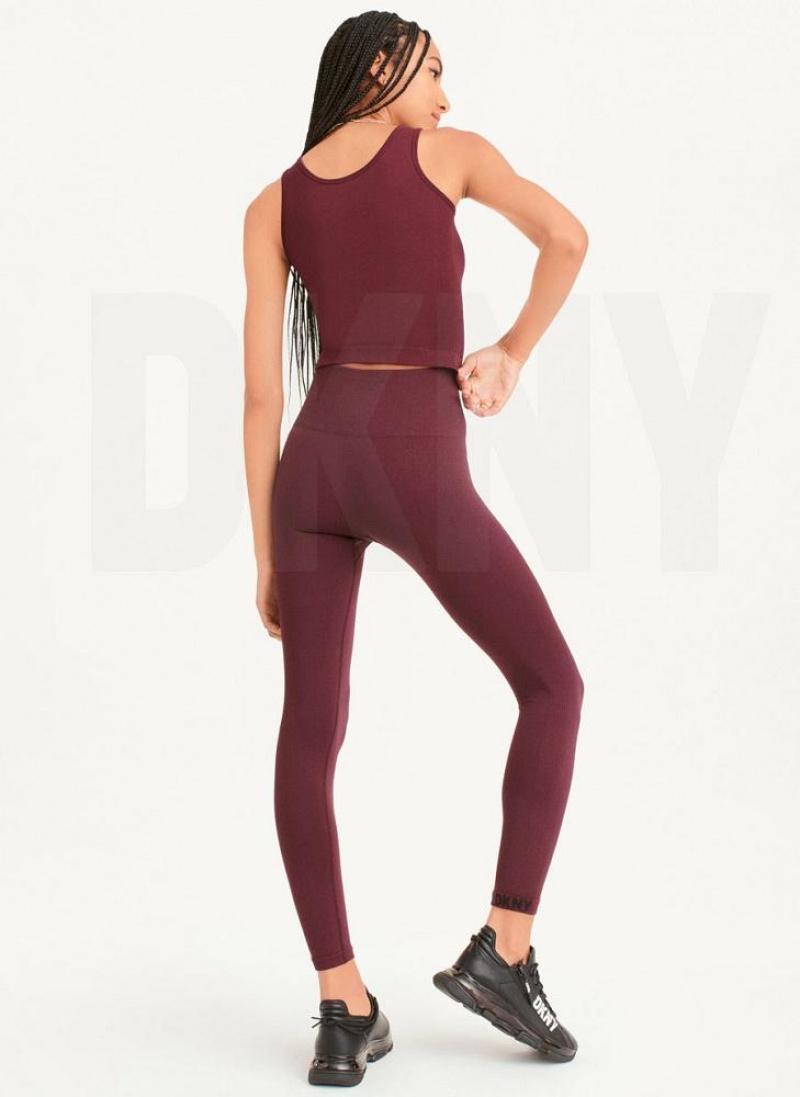 Burgundy DKNY Twill Seamless Women's Leggings | USA-D1853