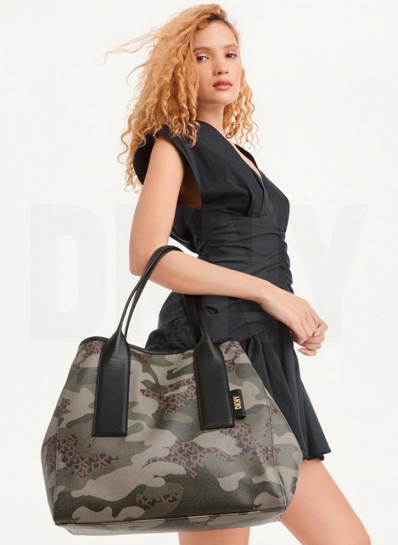 Camo / Black DKNY Grayson Large Bags Tote Bags | USA-D1611