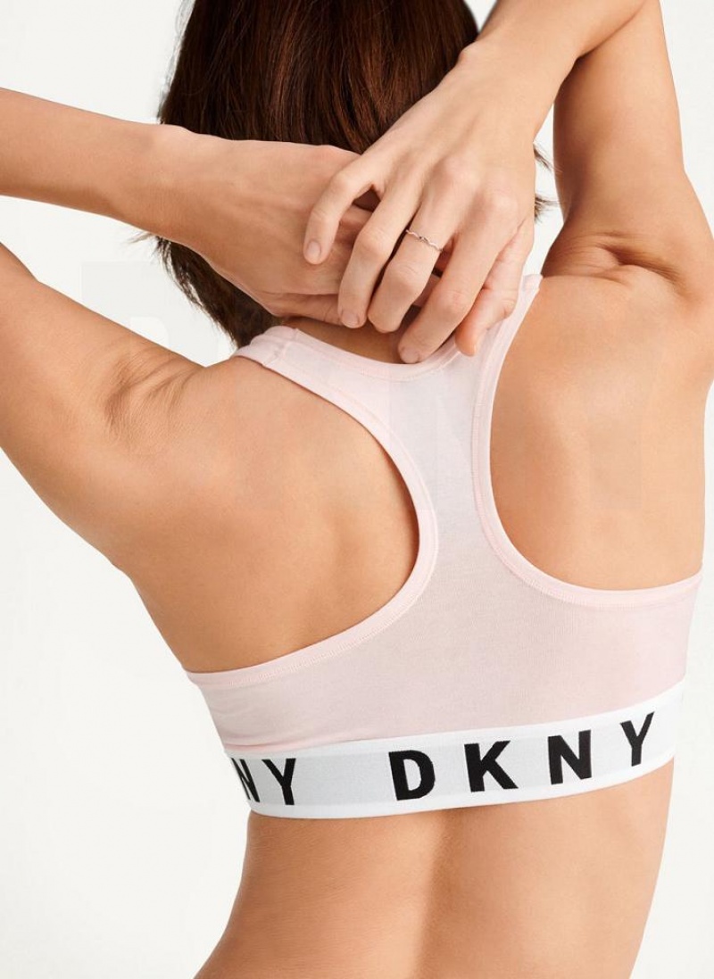 Cream DKNY Cozy Boyfriend Racerback Women's Bras | USA-D0365