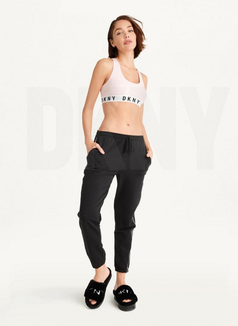 Cream DKNY Cozy Boyfriend Racerback Women's Bras | USA-D0365