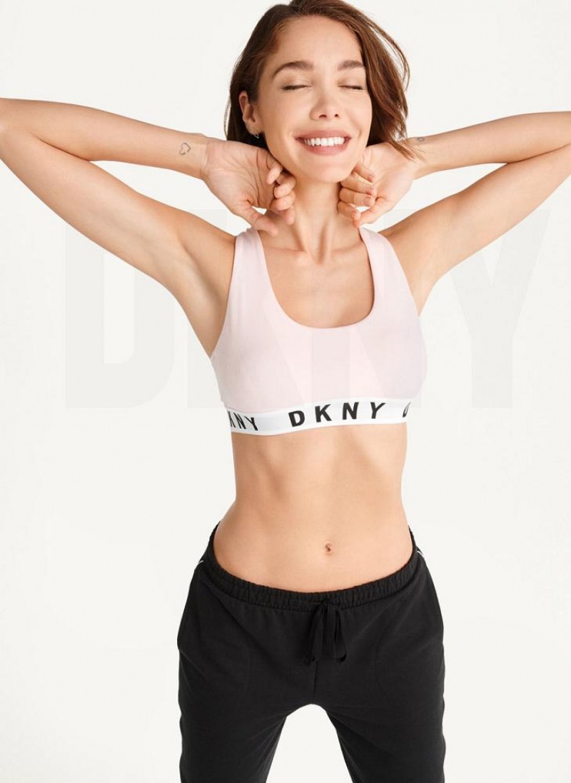 Cream DKNY Cozy Boyfriend Racerback Women's Bras | USA-D0365