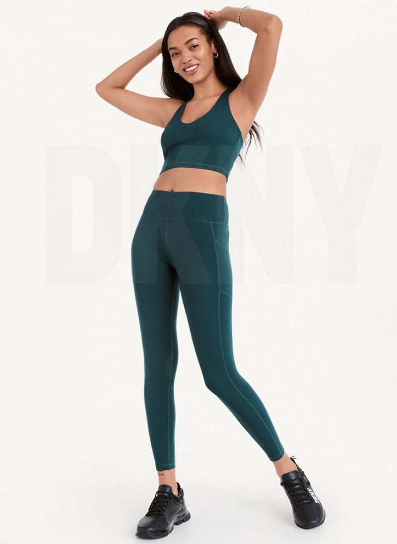 Dark Green DKNY Balance High Waist Women's Leggings | USA-D0525