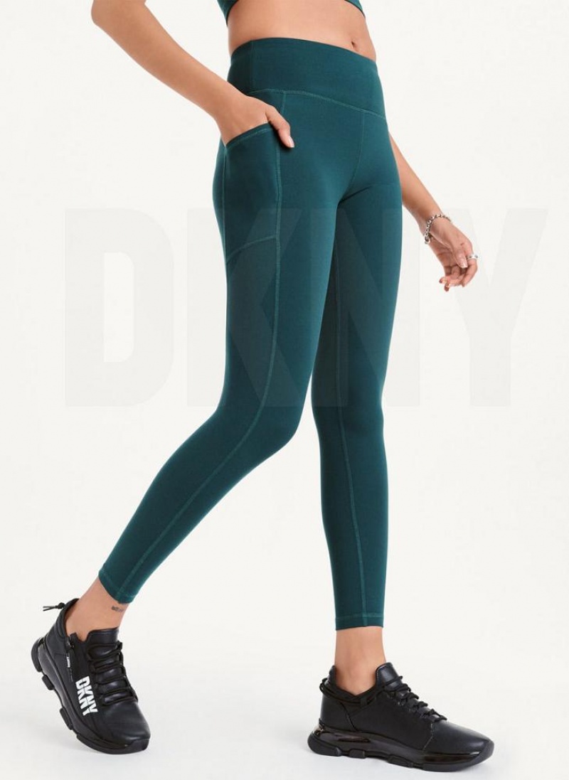 Dark Green DKNY Balance High Waist Women's Leggings | USA-D0525