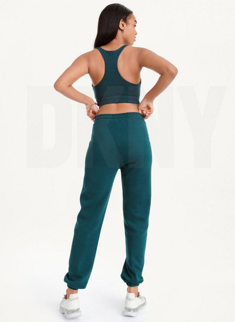 Dark Green DKNY Metallic Logo Women's Joggers | USA-D1639