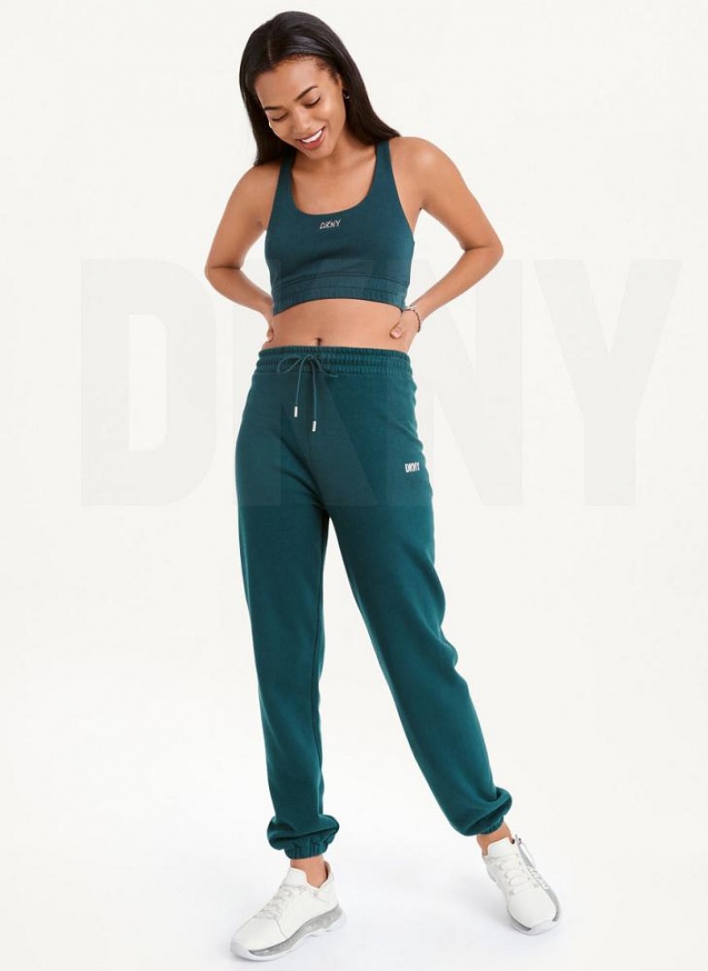 Dark Green DKNY Metallic Logo Women's Joggers | USA-D1639