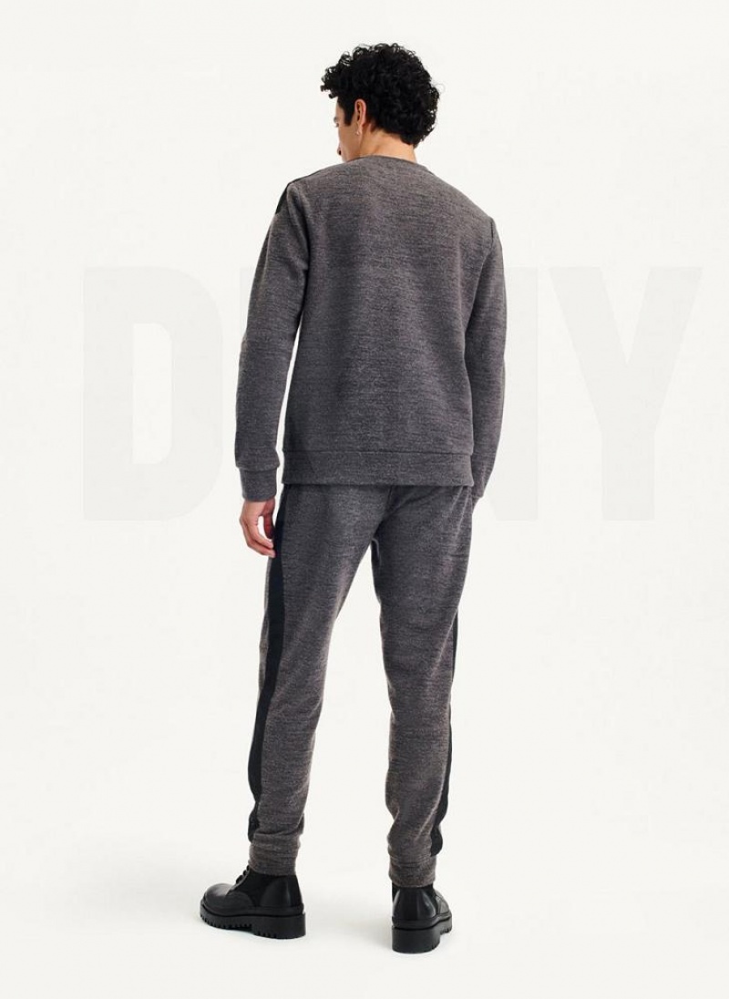 Dark Grey DKNY Lounge Crew Neck Men's Sweatshirts | USA-D0633